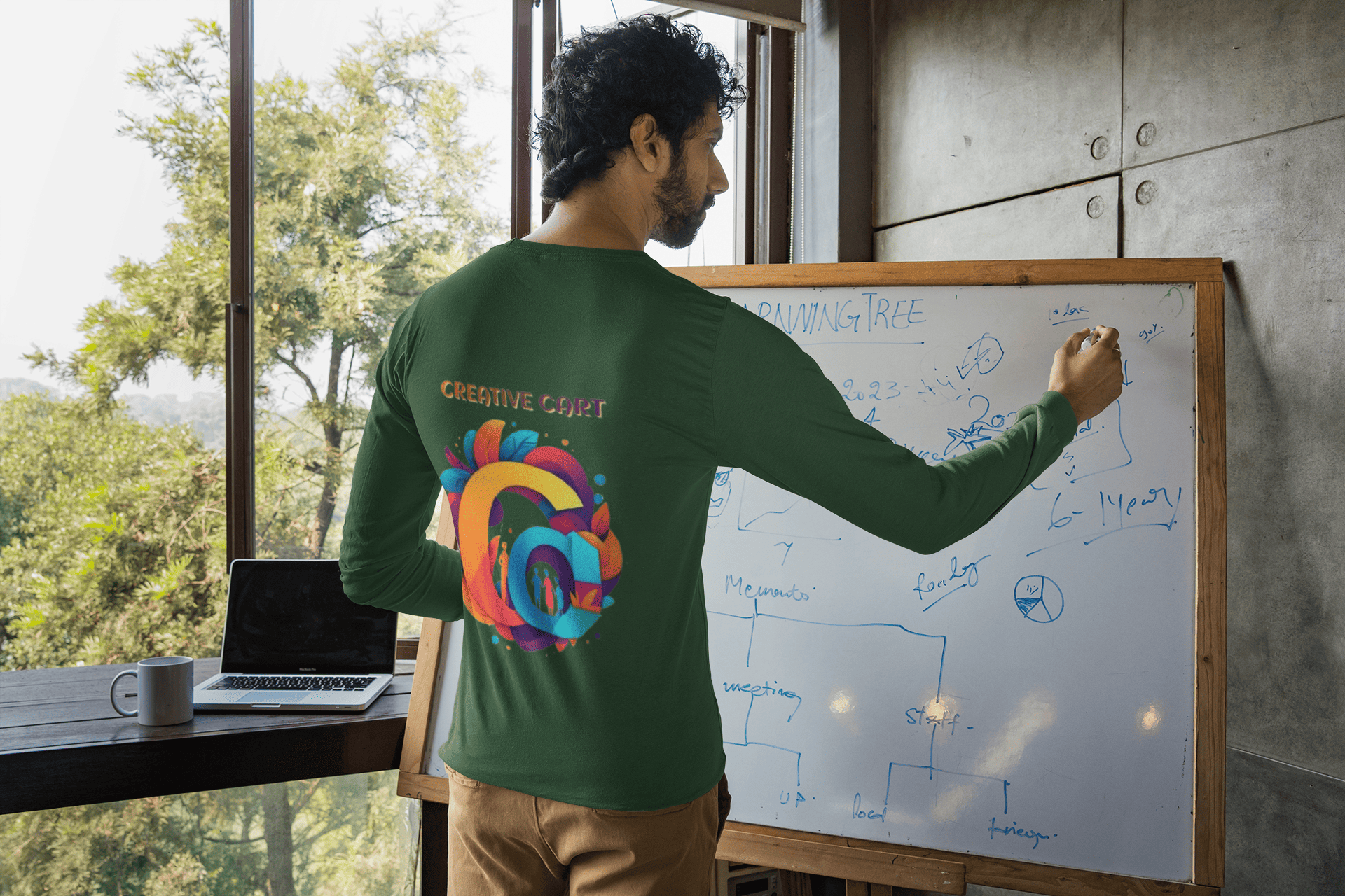 A Team member Discussing Creative Cart strategy for her brand of creative and artistic clothes